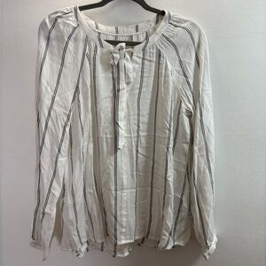 NWOT Max Jeans White Stripe Peasant Blouse M